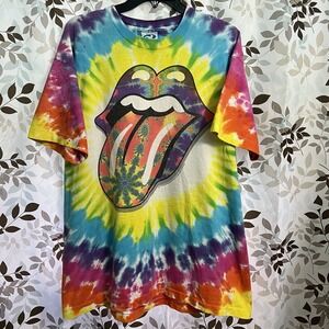 Vintage 90's Rolling Stones Liquid Blue Tie Dye 1994 Tour Promo T Shirt Sz L/XL